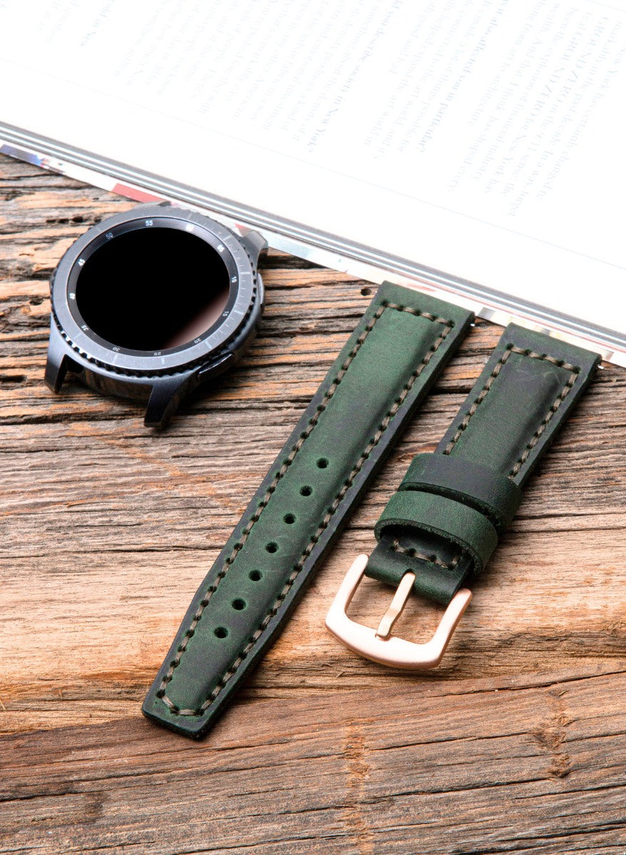 Garmin Watch Samcrazy Leather Strap - Green