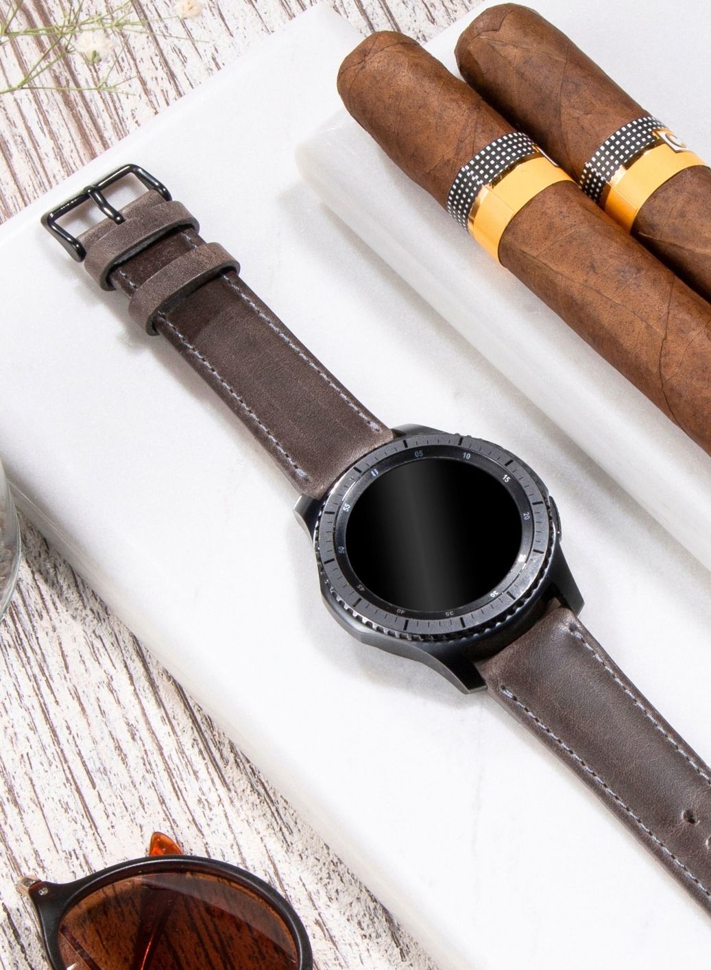 Classic Watch Fullup Leather Strap - Gray