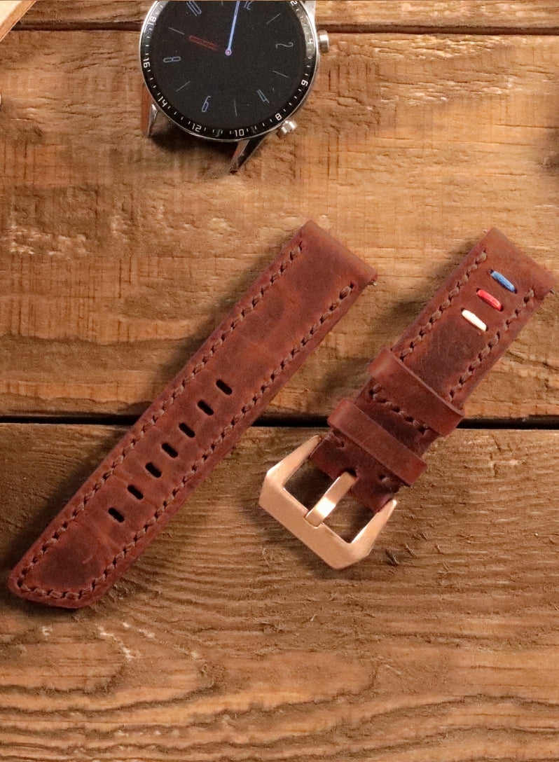 Garmin Watch Three Ropes Leather Strap - Tan