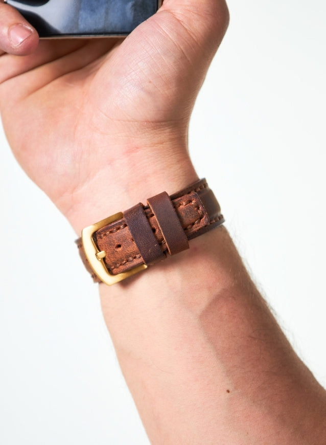SamCrazy Genuine Leather Apple Watch Strap - Brown - VAGAVE