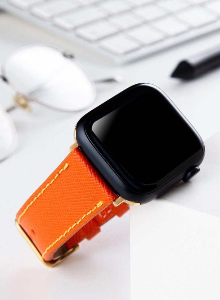 Apple Watch Saffiano Leather Strap - Orange