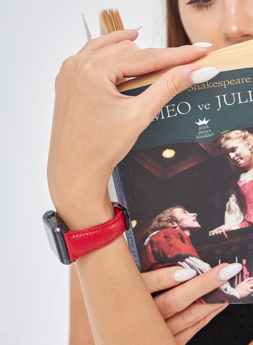 Apple Watch Pupi Leather Women Strap -Red