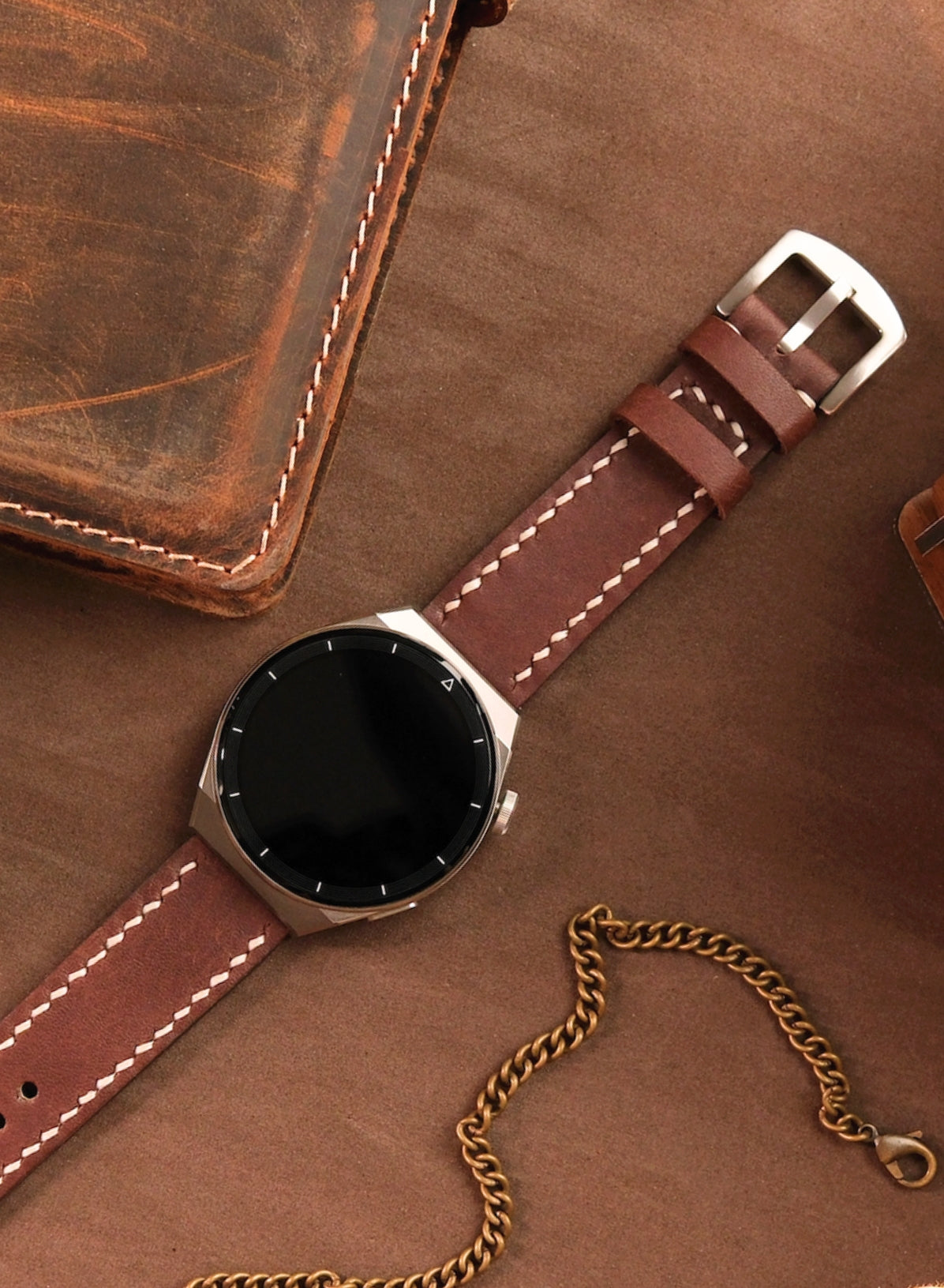 Garmin Watch Leather Strap Brown - Pueblo