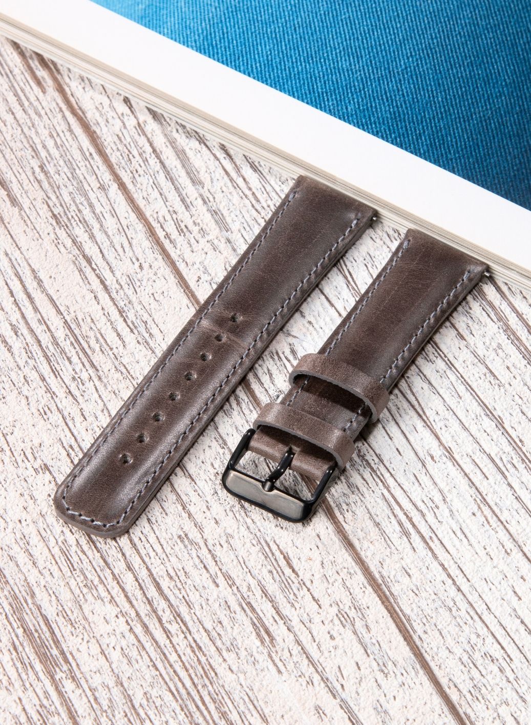 Classic Watch Fullup Leather Strap - Gray