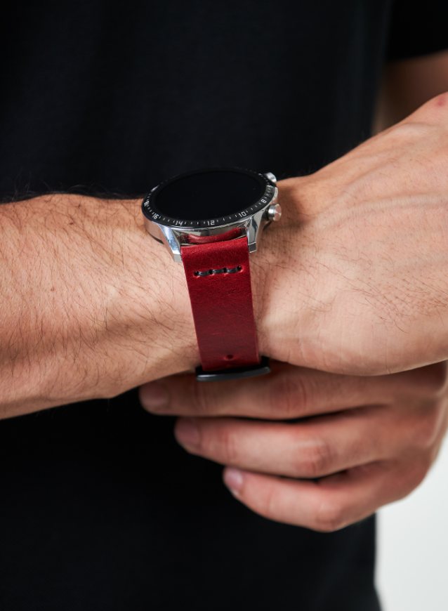 Garmin Watch Musap Leather Strap - Red