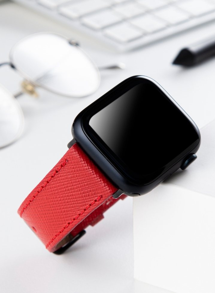 Apple Watch Saffiano Leather Strap - Red