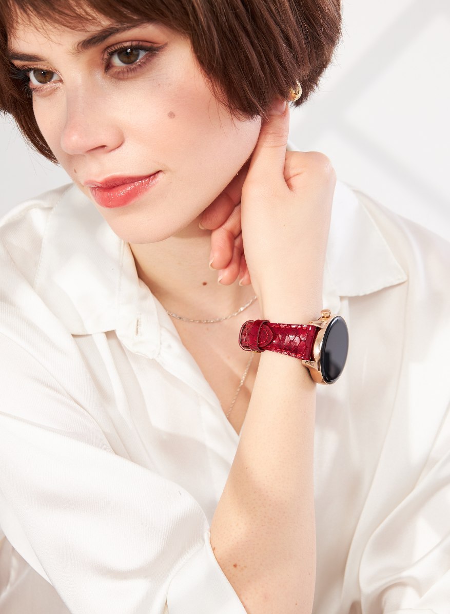 Samsung Watch Crop Women Leather Strap - Red