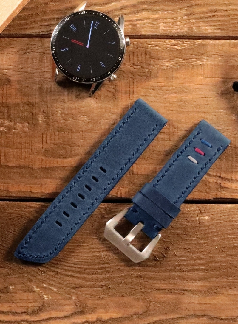 Garmin Watch Three Ropes Leather Strap - Blue