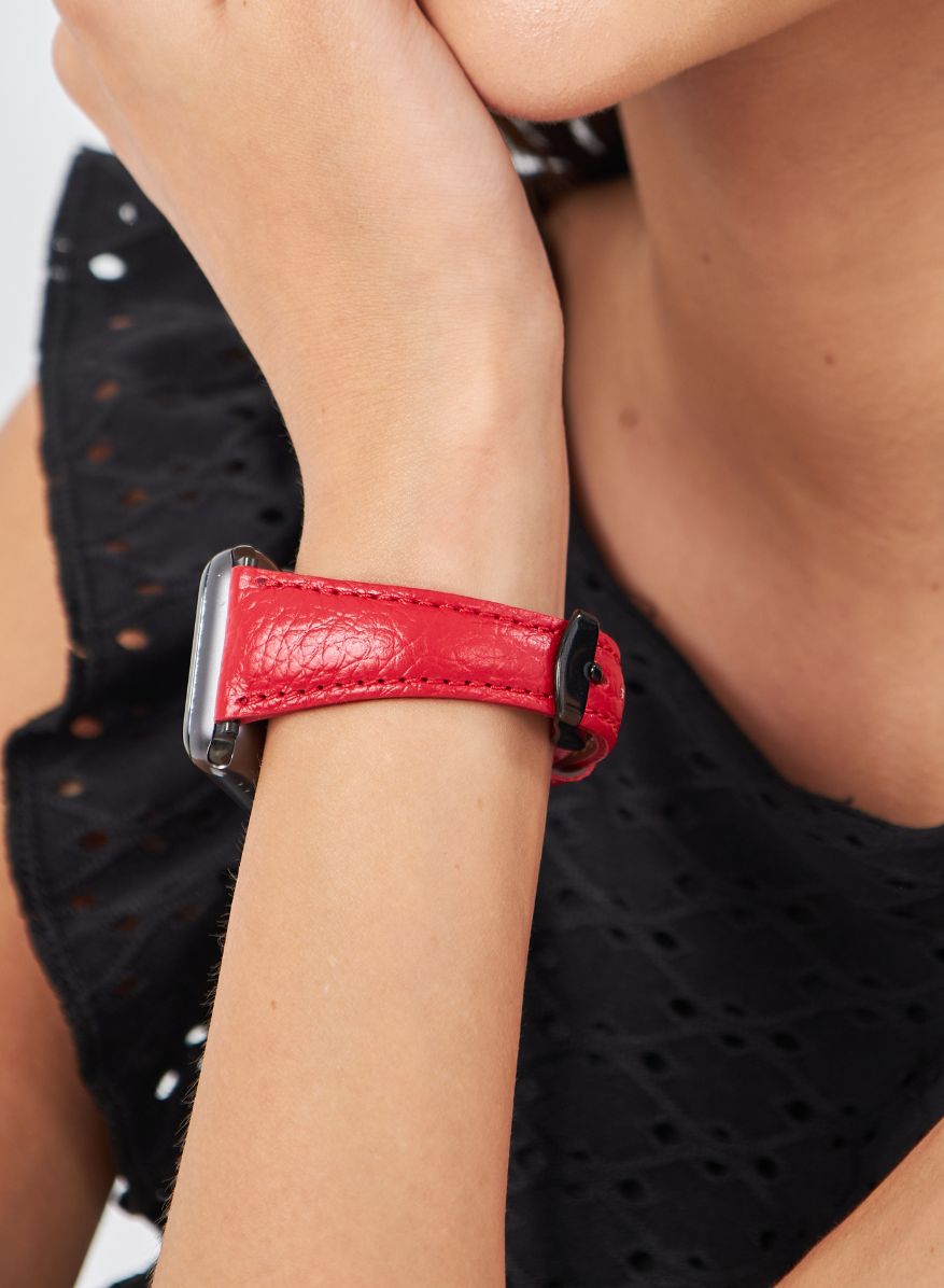 Apple Watch Pupi Leather Women Strap -Red