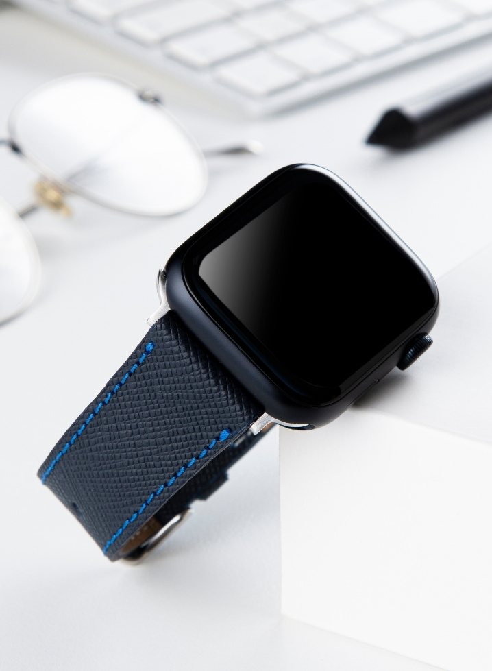 Apple Watch Saffiano Leather Strap - Navy Blue