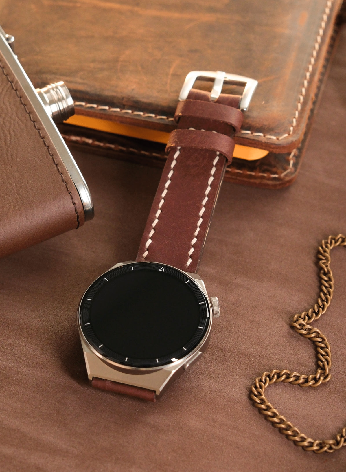 Garmin Watch Leather Strap Brown - Pueblo
