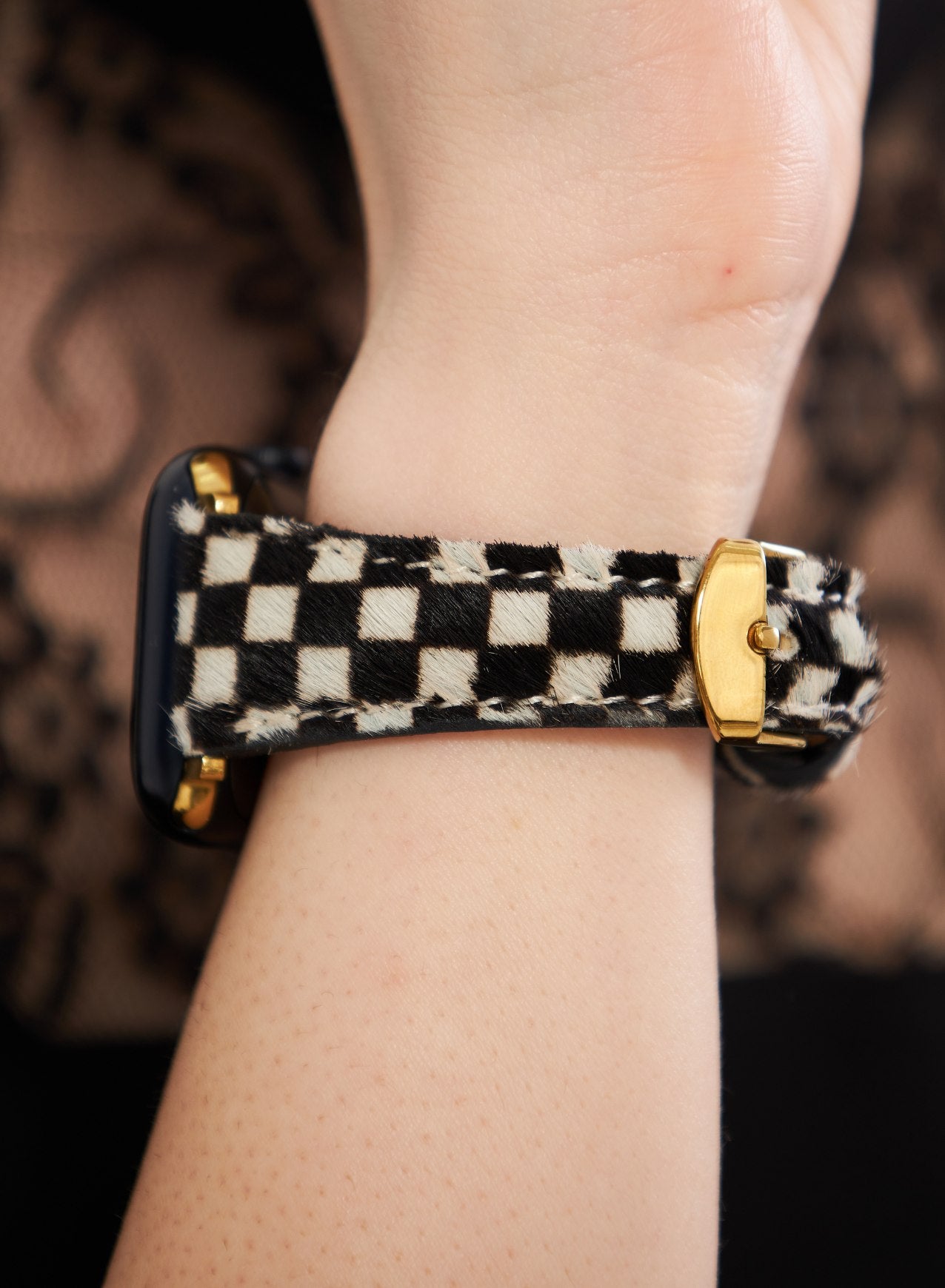 Apple Watch Vadiva Leather Women  Strap - White Checkers