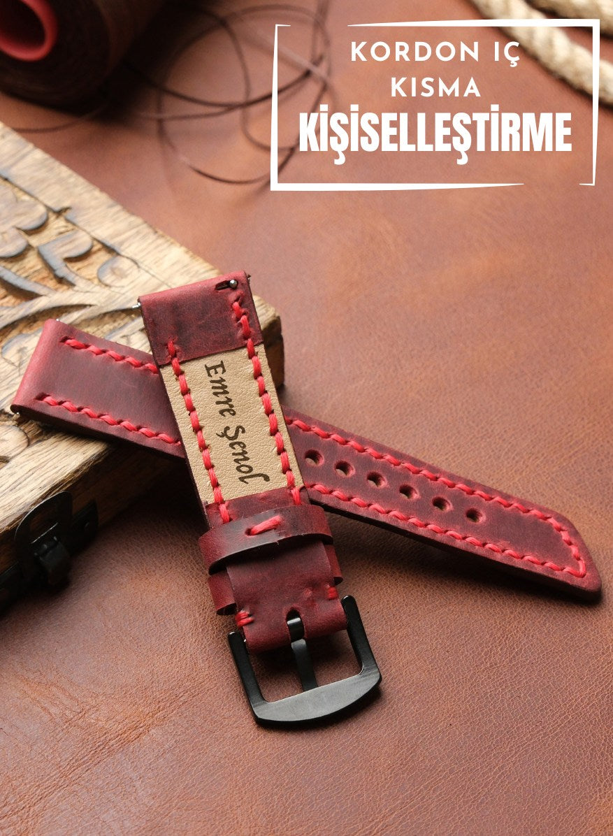 Garmin Watch Berdik Leather Strap - Red