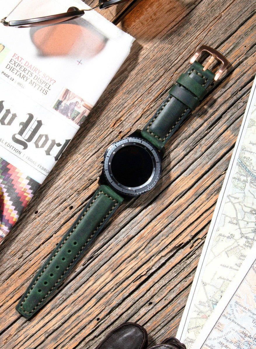 Garmin Watch Samcrazy Leather Strap - Green
