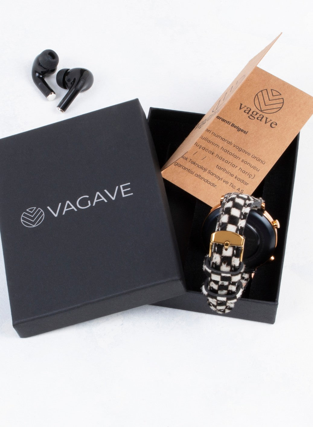 Classic Watch Vadiva Women Leather Strap - White Checkers