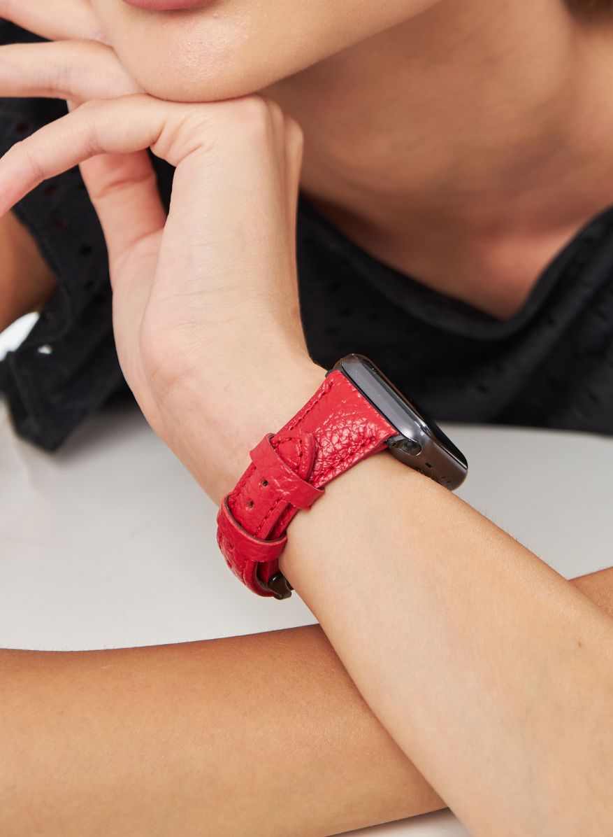 Apple Watch Pupi Leather Women Strap -Red