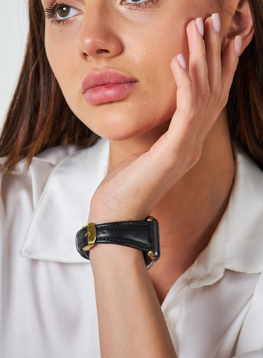 Apple Watch Kamhis Leather Women  Strap - Black