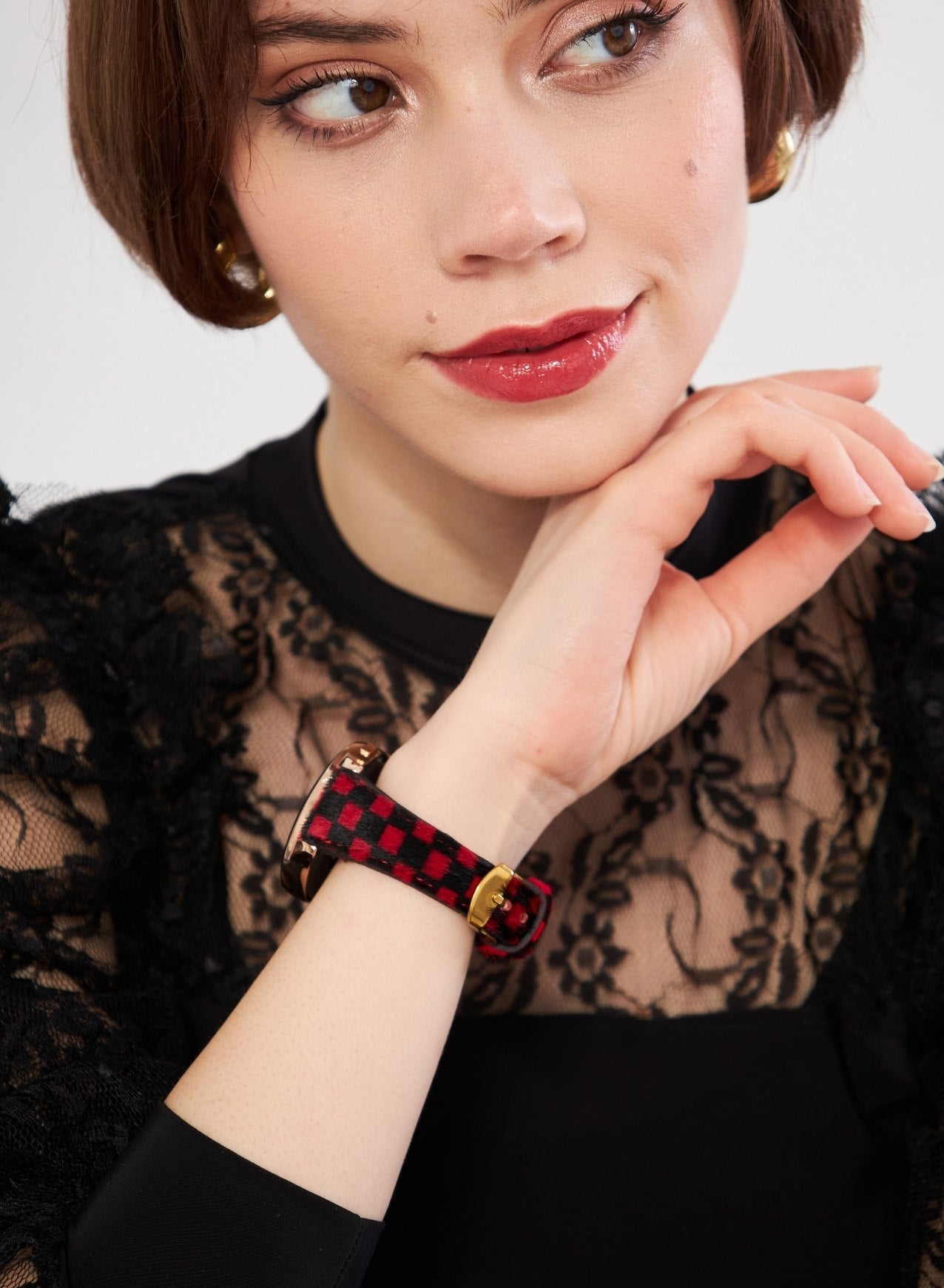 Apple Watch Vadiva Leather Women Strap - Red Checkers