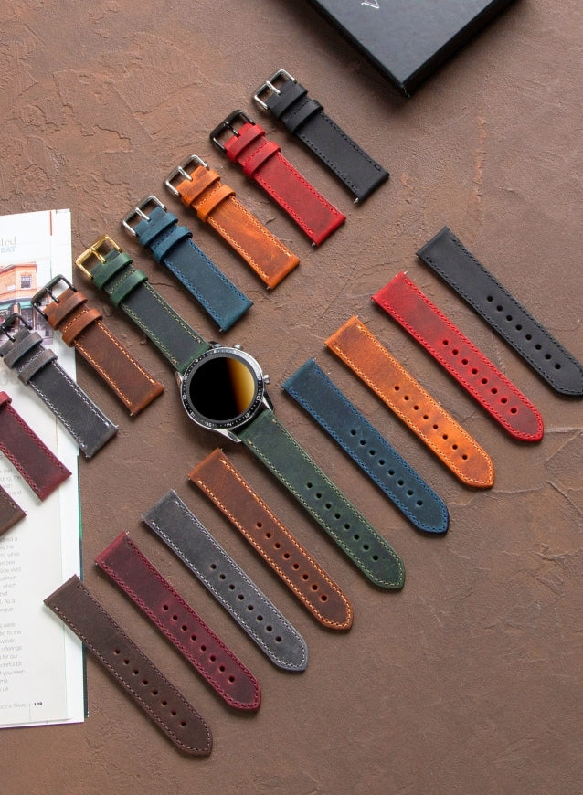 Garmin Watch Crazy Leather Strap - Black