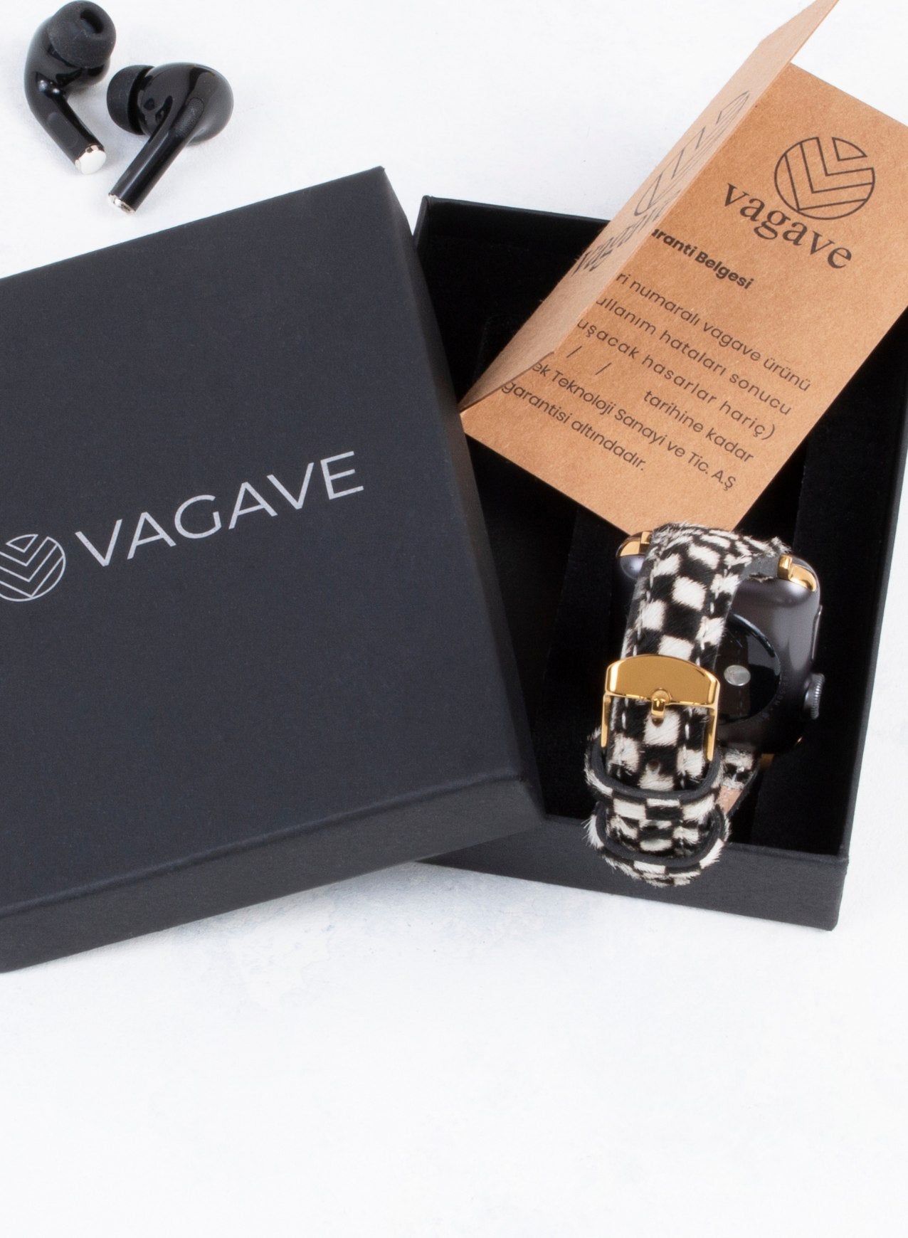 Apple Watch Vadiva Leather Women  Strap - White Checkers