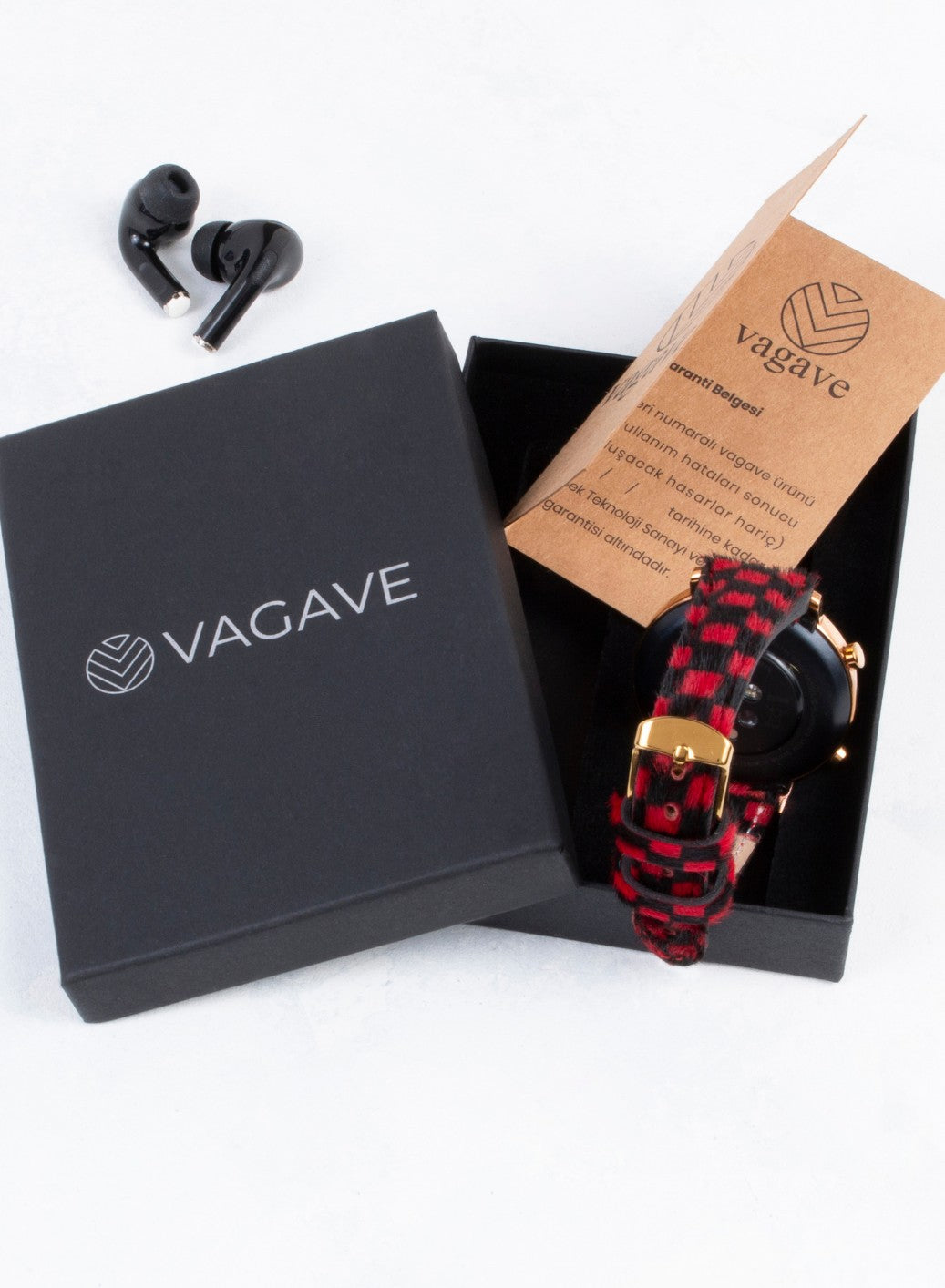 Classic Watch Vadiva Women Leather Strap - Red Checkers