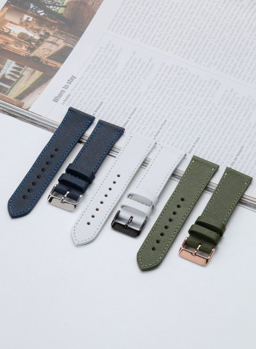 Classic Watch Saffiano Leather Strap - White