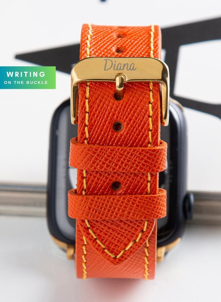 Apple Watch Saffiano Leather Strap - Orange