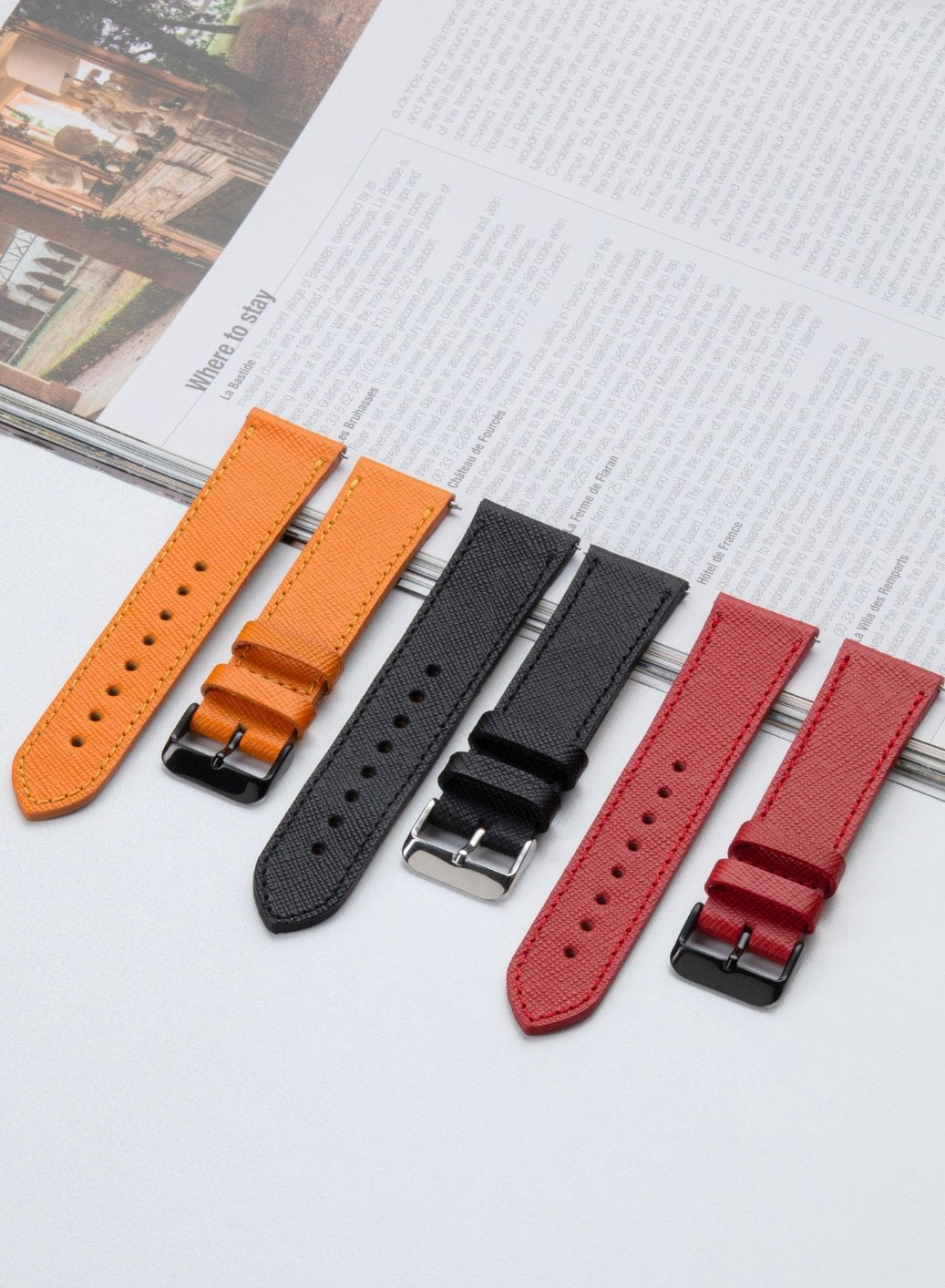 Classic Watch Saffiano Leather Strap - Yellow