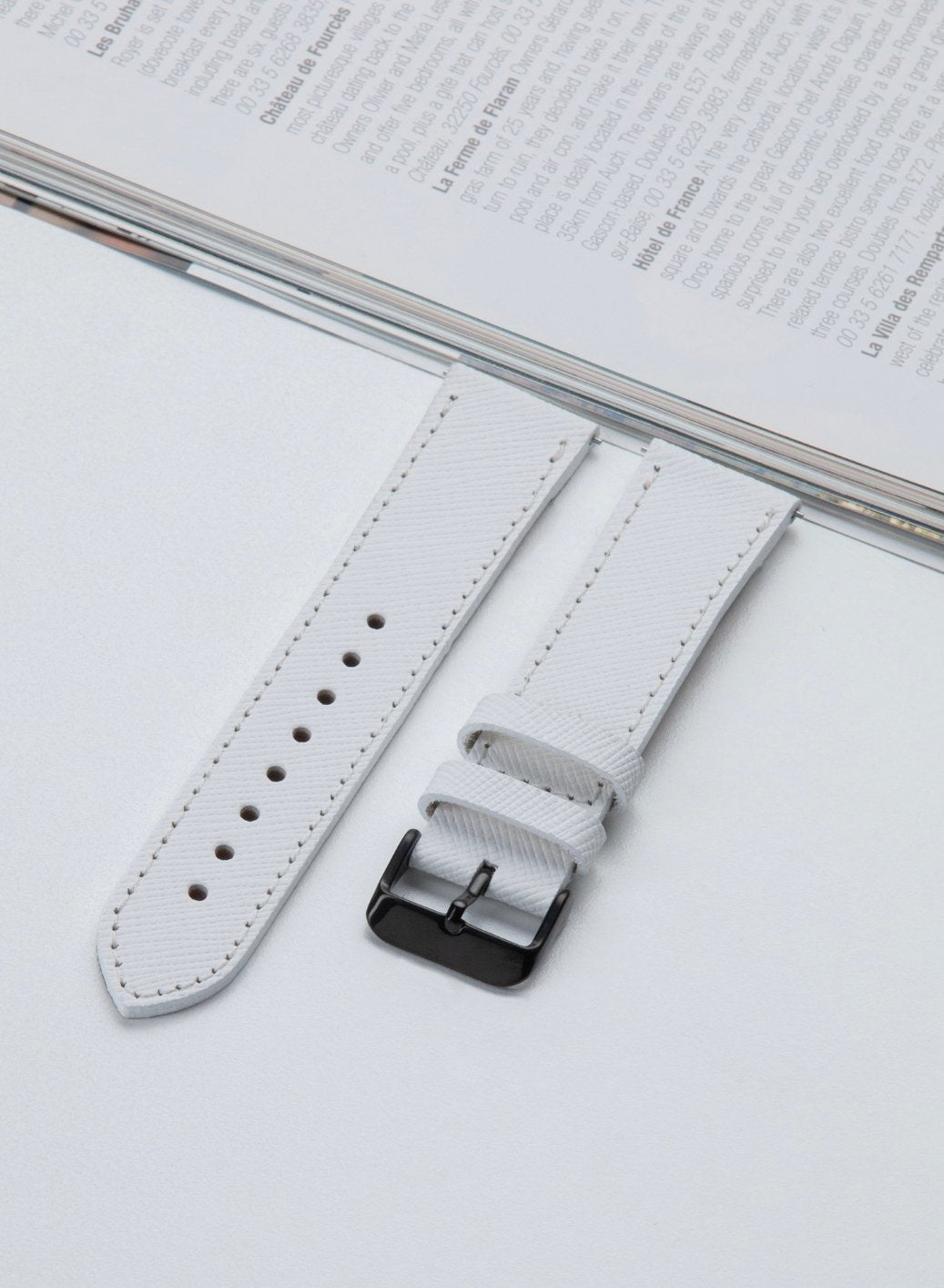 Classic Watch Saffiano Leather Strap - White