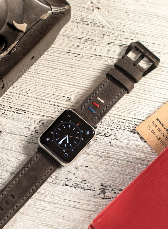 Apple Watch Three Ropes Leather Strap - Gray