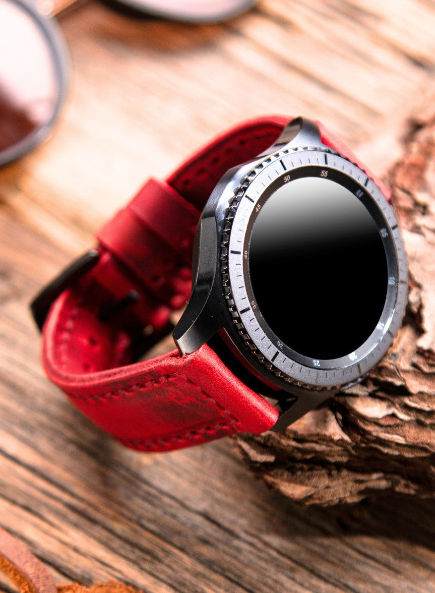 Garmin Watch Samcrazy Leather Strap - Red