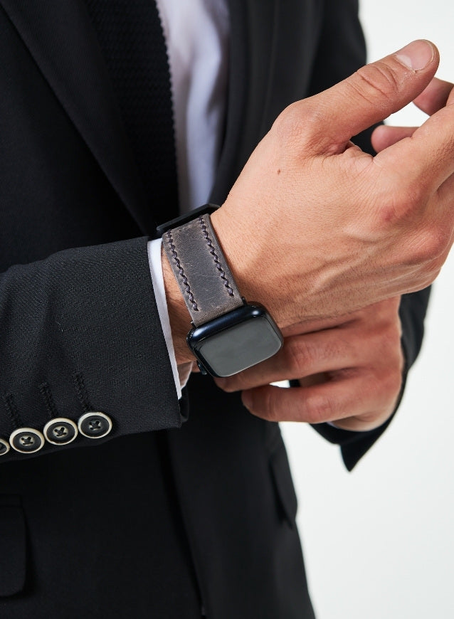 Apple Watch Three Ropes Leather Strap - Gray