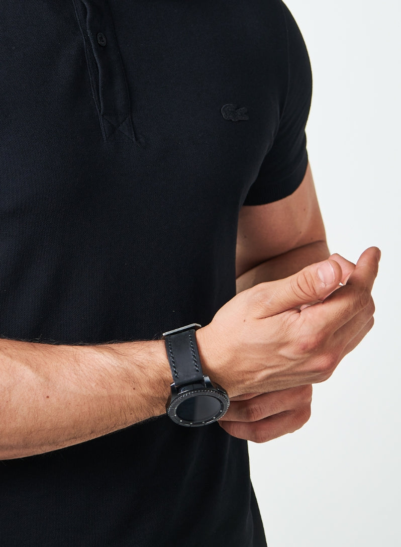 Classic Watch Three Ropes Leather Strap - Black