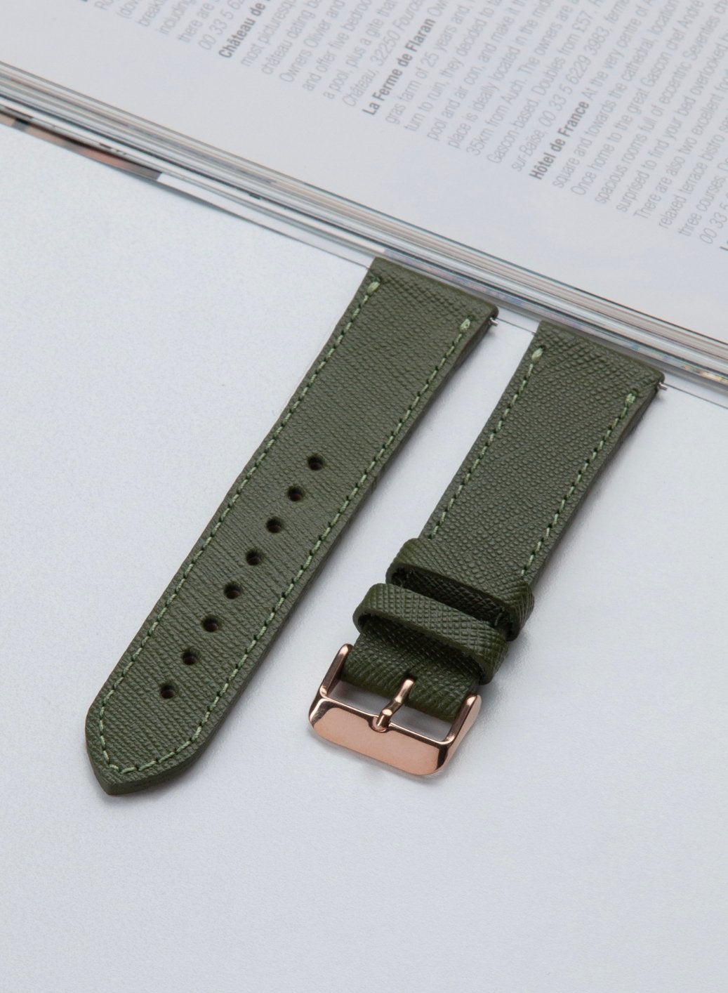Garmin Watch Saffiano Leather Strap - Green