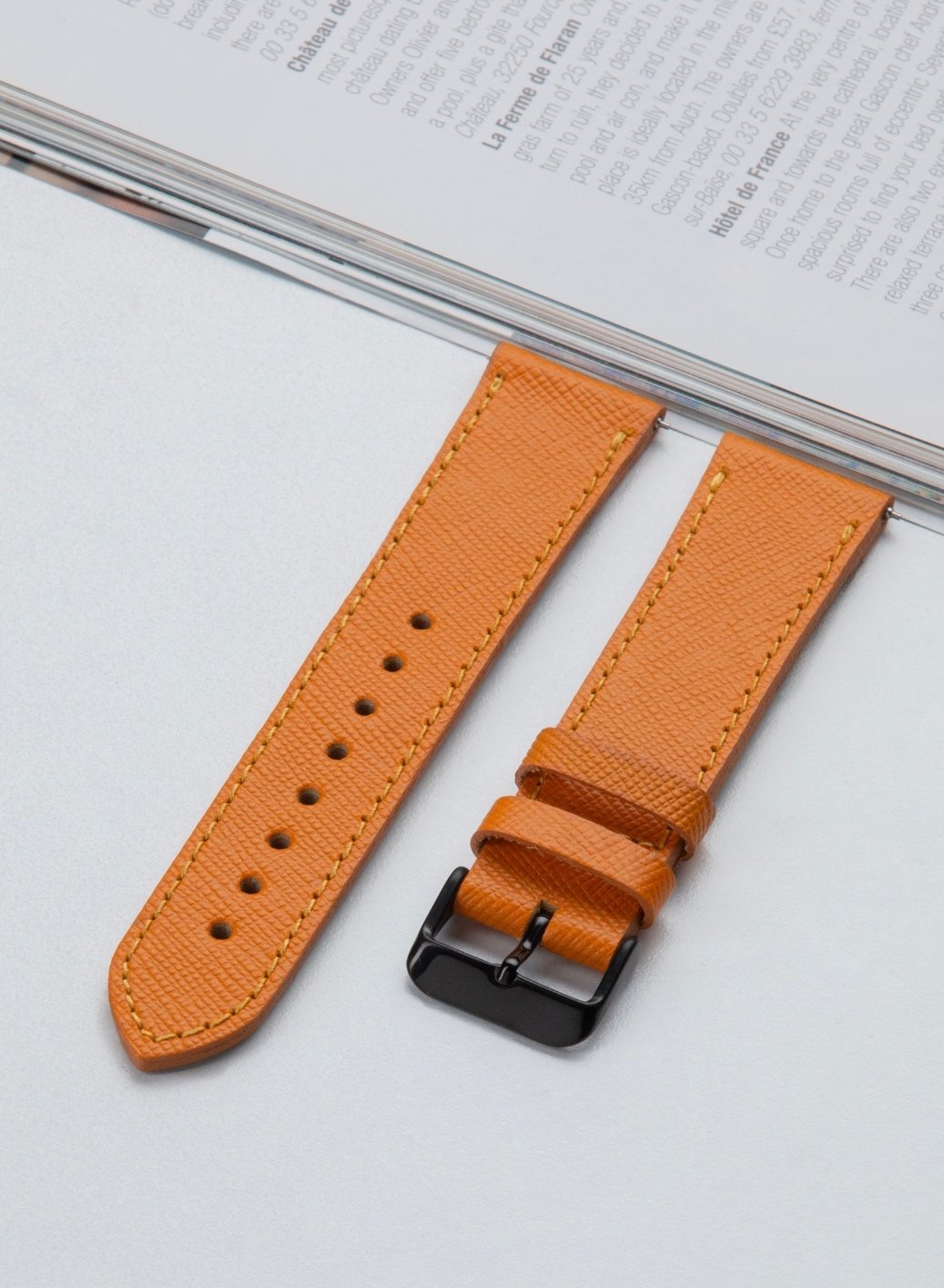 Classic Watch Saffiano Leather Strap - Yellow