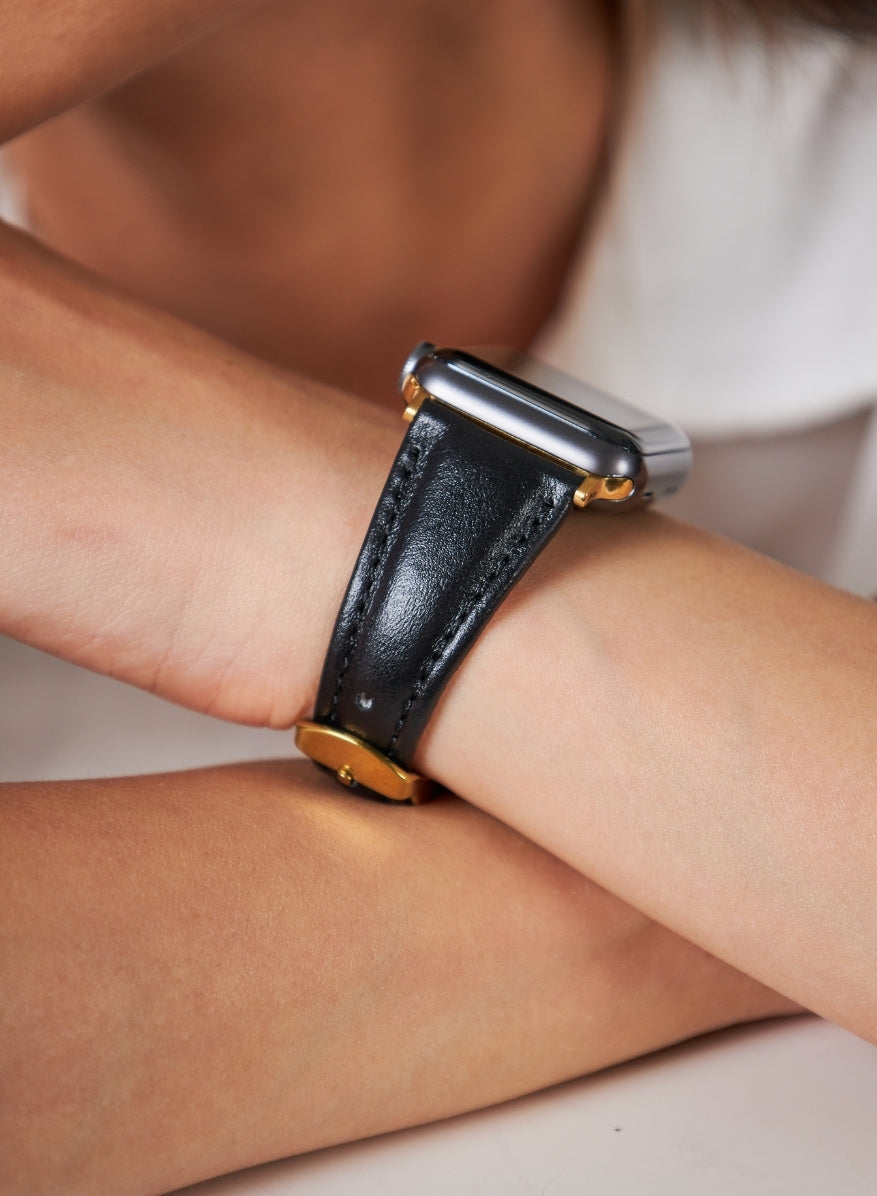 Apple Watch Kamhis Leather Women  Strap - Black