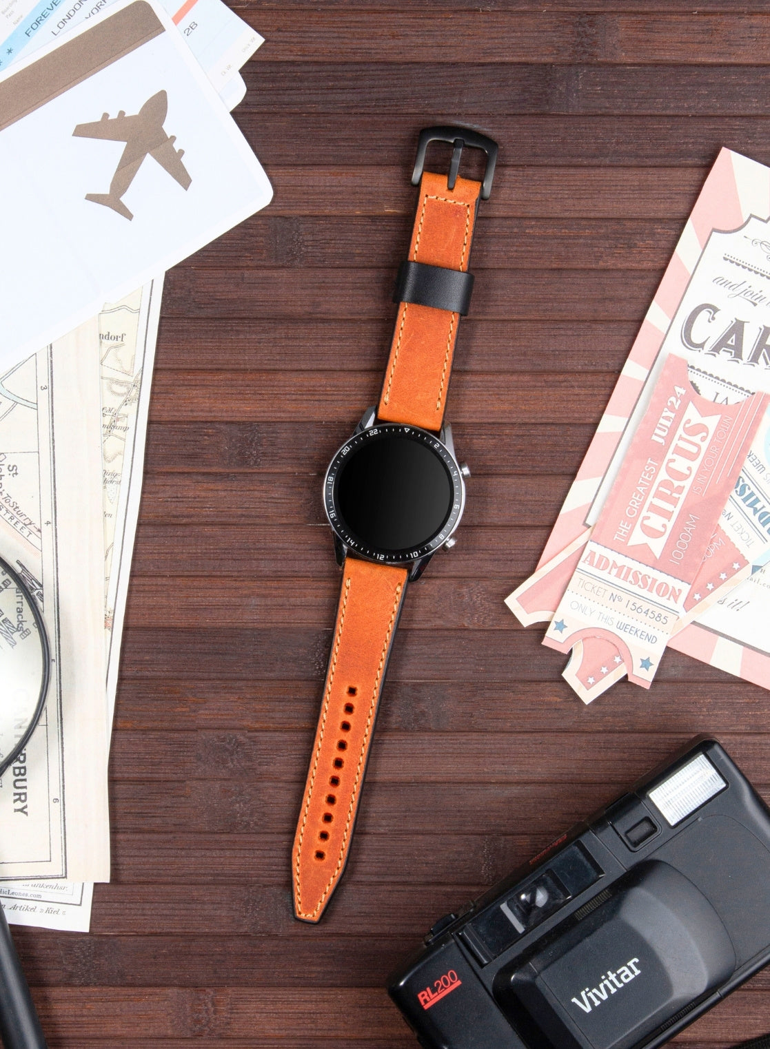 Classic Watch Dissam Leather Strap - Camel