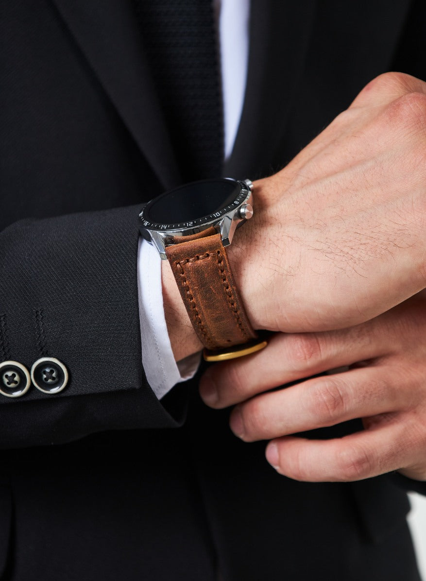 Garmin Watch Samcrazy Leather Strap - Brown