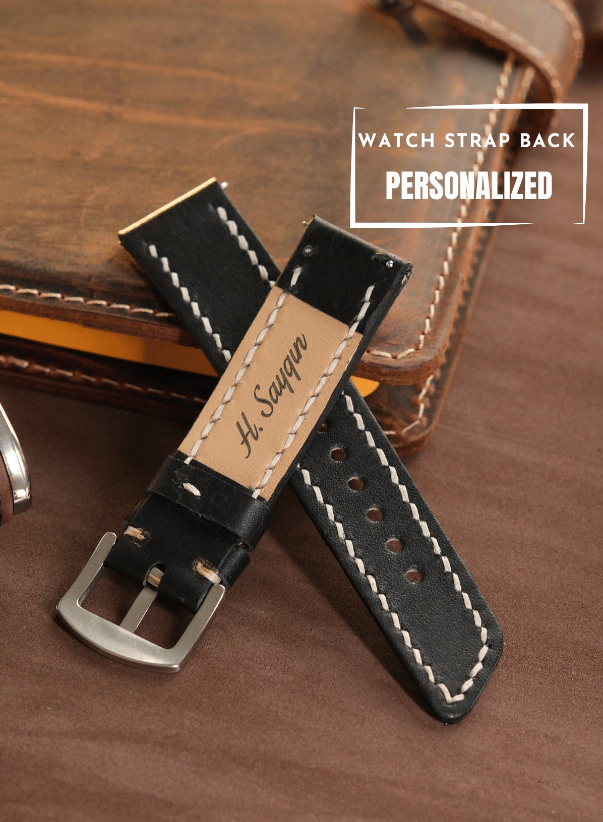 Garmin Watch Leather Strap Black - Pueblo