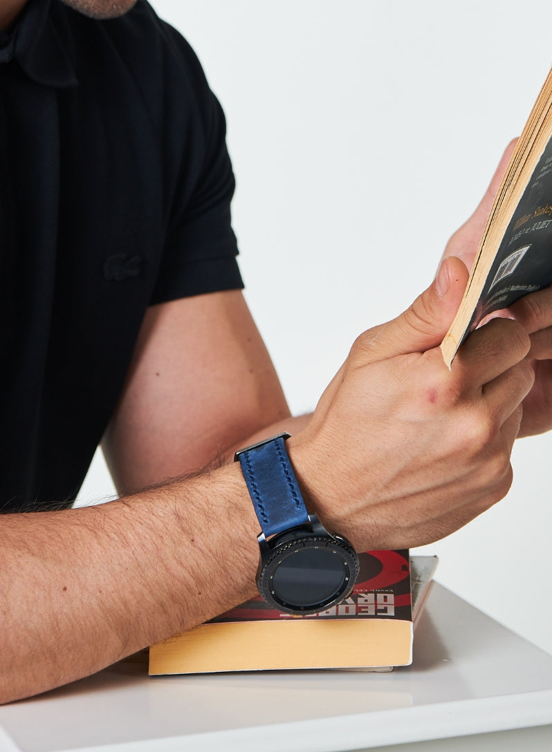 Classic Watch Three Ropes Leather Strap -Blue