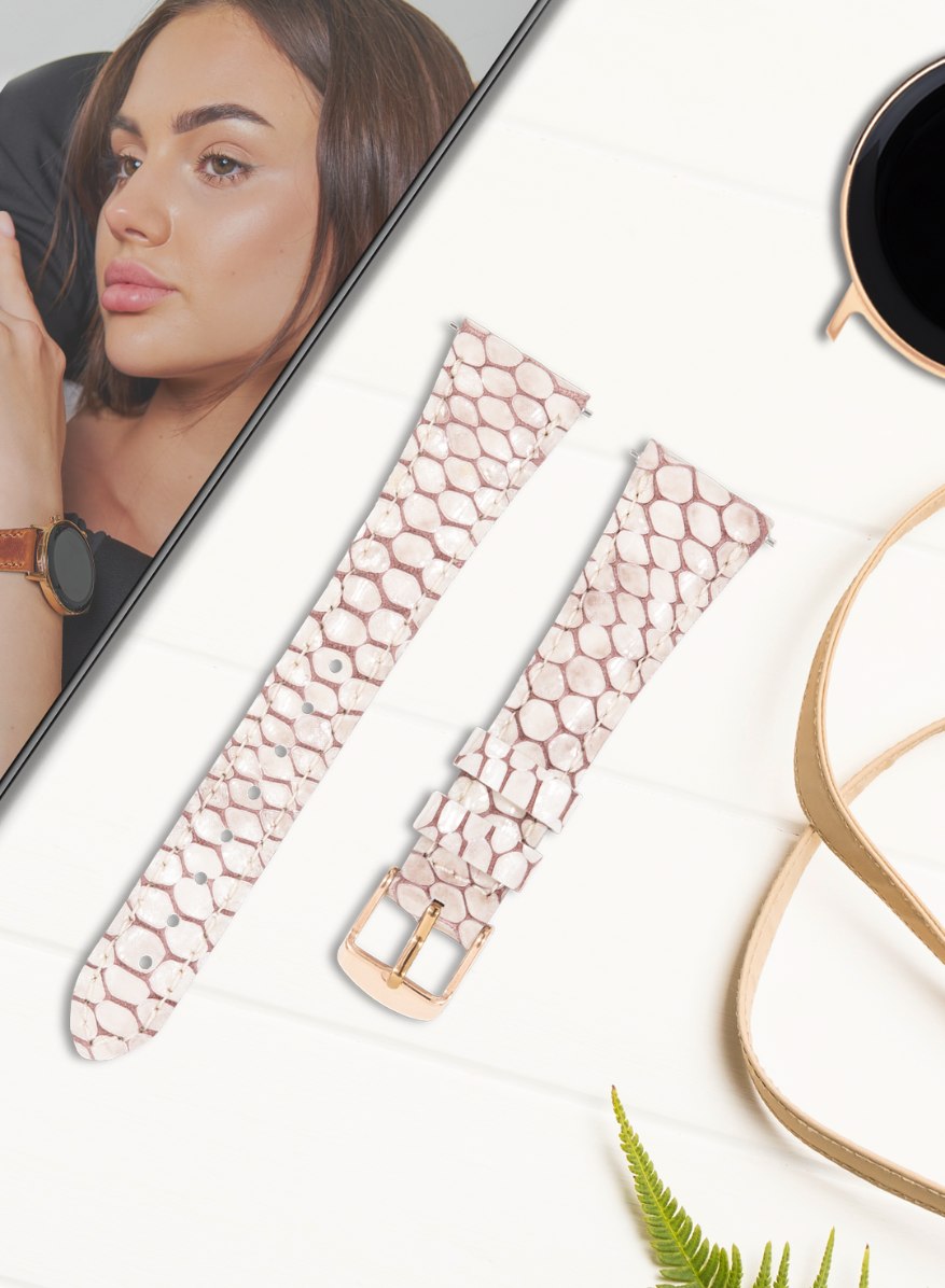 Samsung Watch Crop Women Leather Strap - White