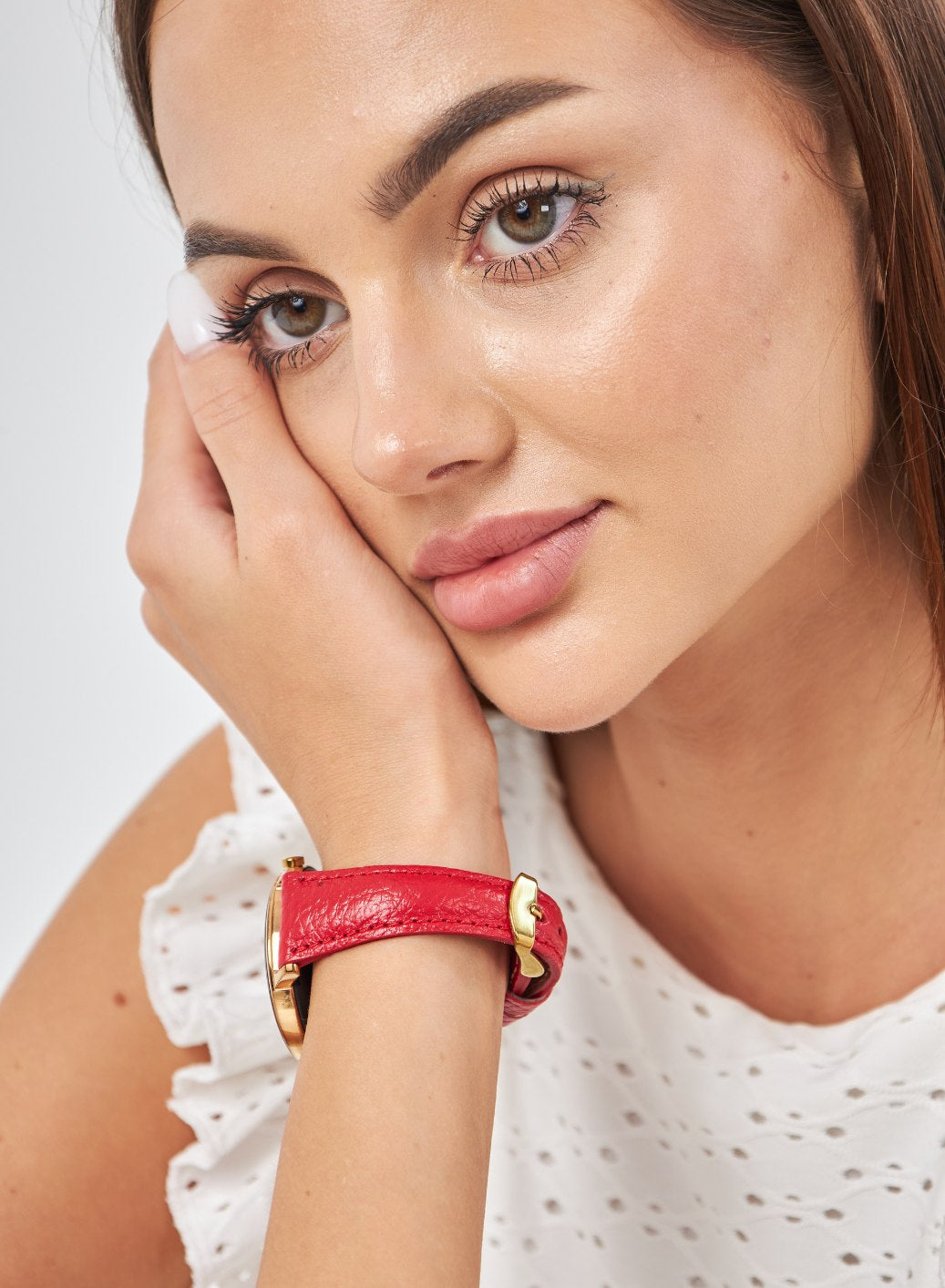 Classic Watch Pupi Women Leather Strap - Red