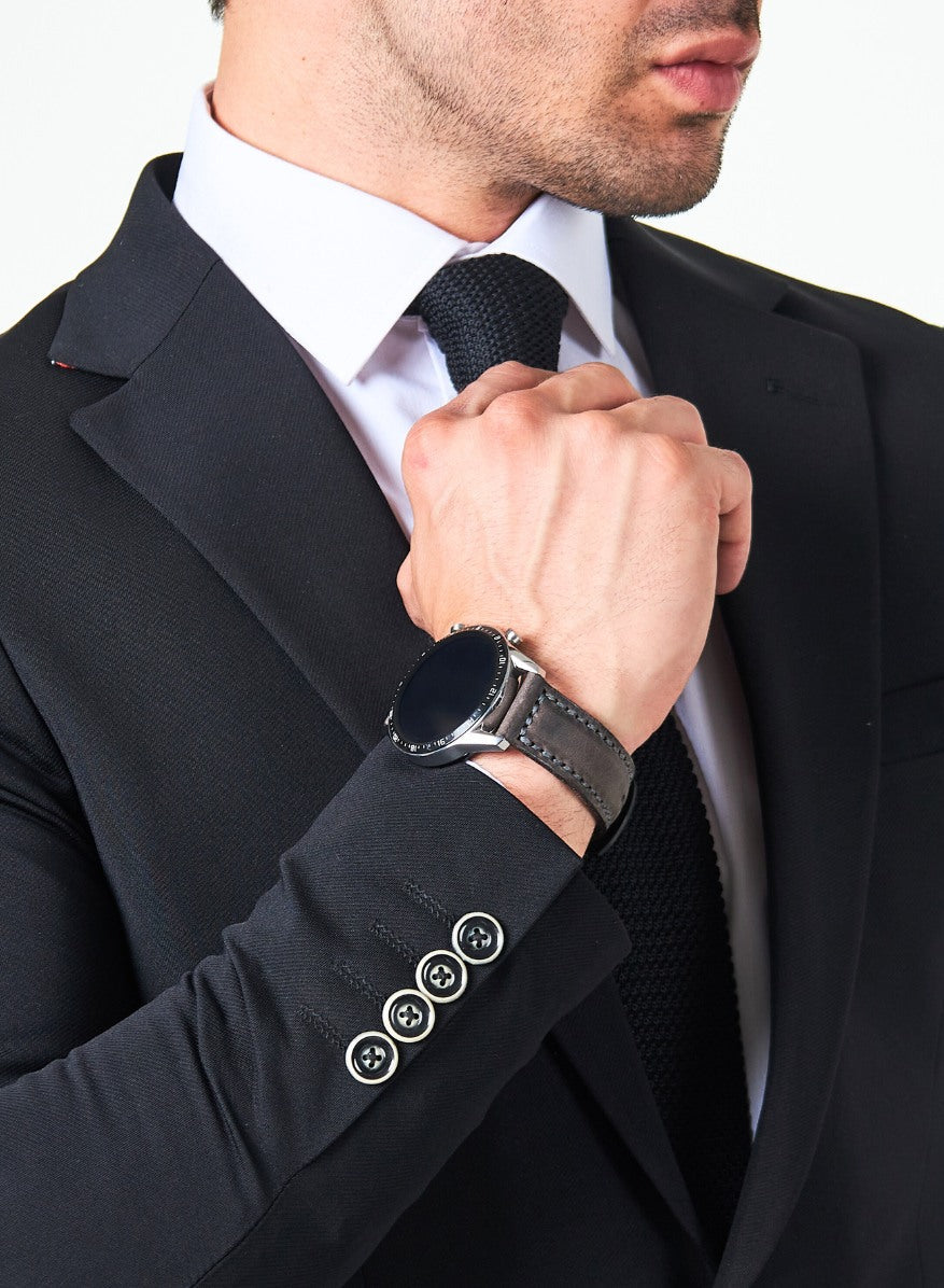 Garmin Watch Samcrazy Leather Strap - Gray