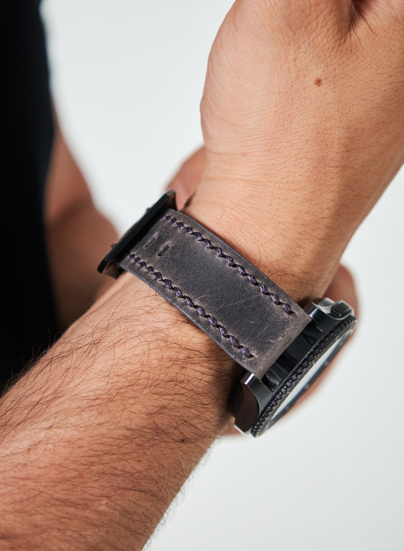 Garmin Watch Three Ropes Leather Strap - Gray