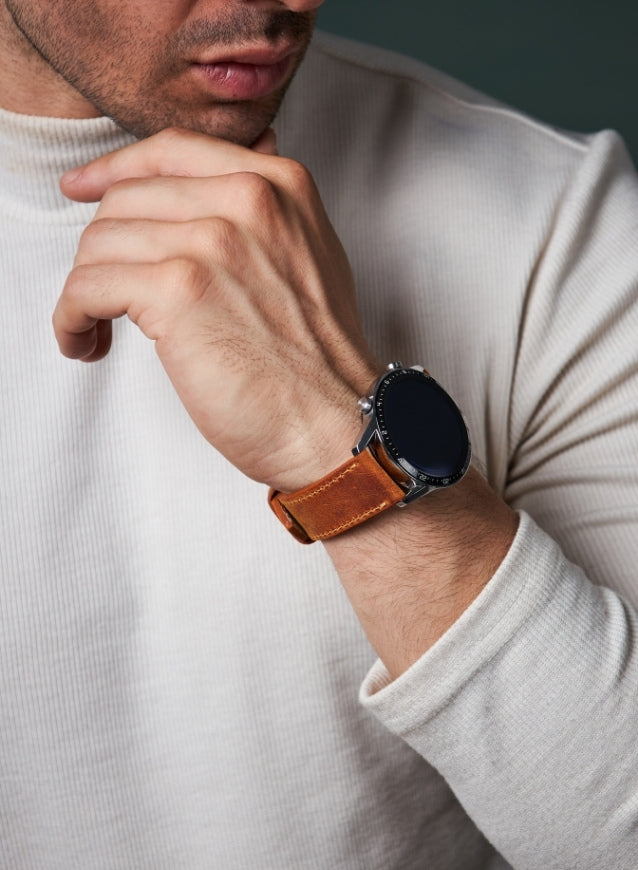 Classic Watch Crazy Leather Strap - Camel