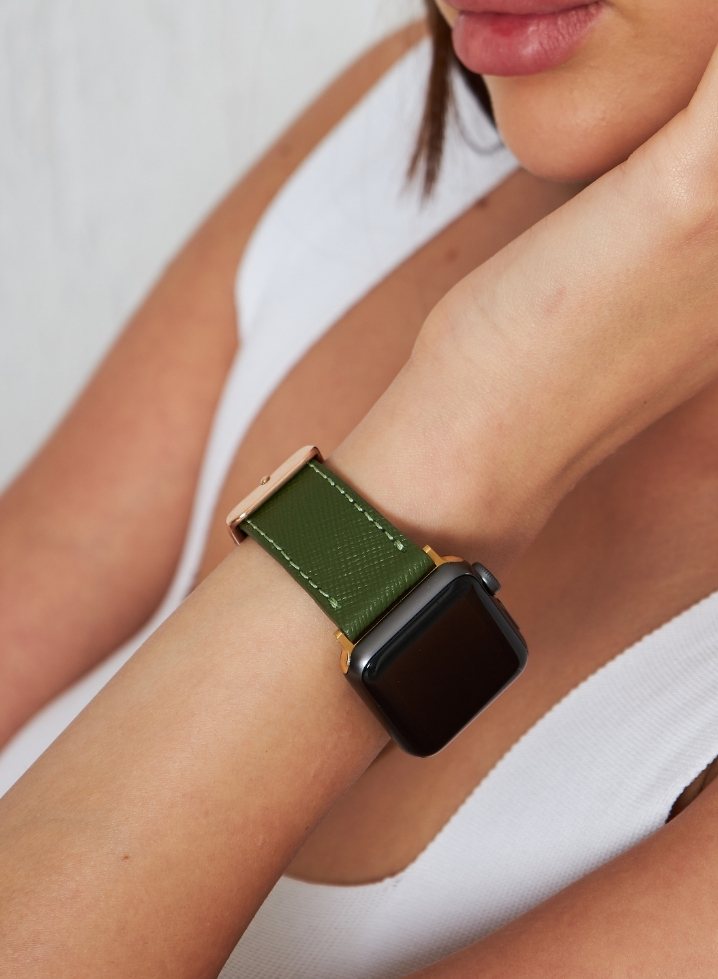 Apple Watch Saffiano Leather Strap - Green