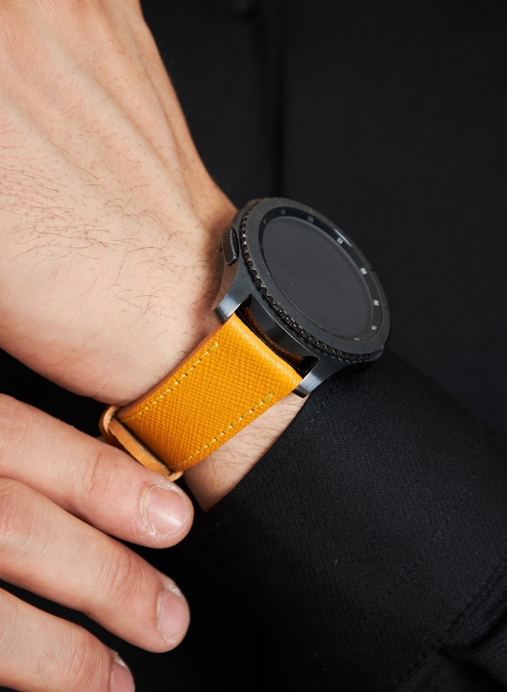 Classic Watch Saffiano Leather Strap - Yellow