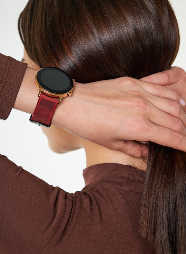 Classic Watch Crazy Leather Strap - Red