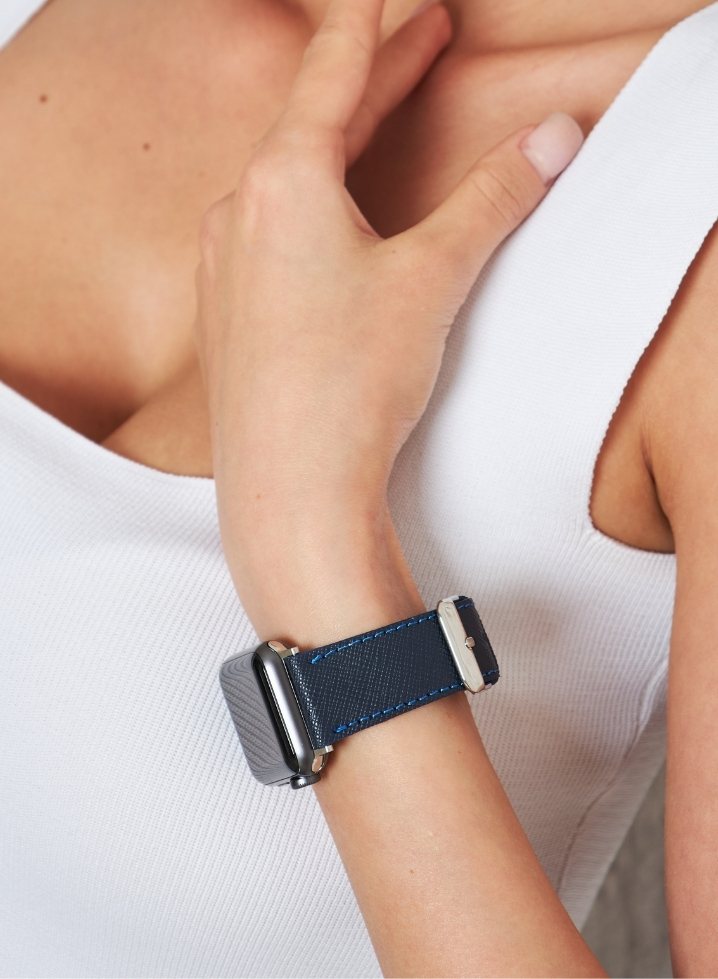 Apple Watch Saffiano Leather Strap - Navy Blue