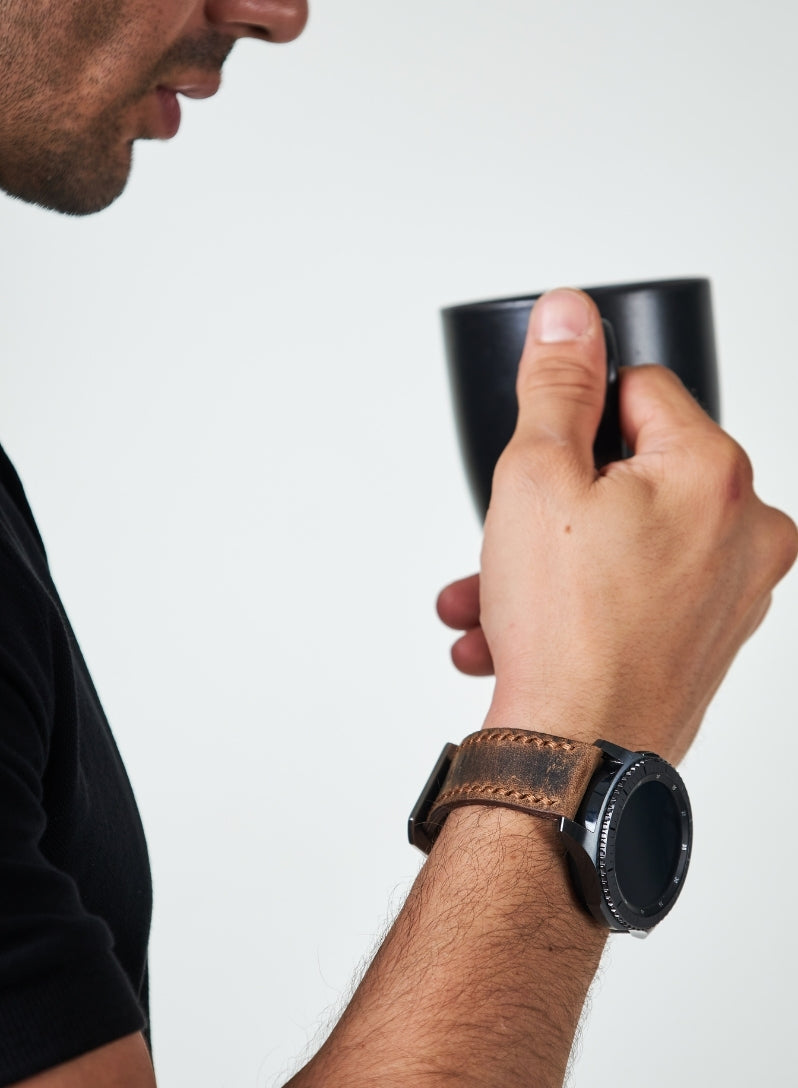 Classic Watch Three Ropes Leather Strap - Brown